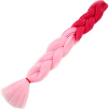 MiraLive Afrika Örgülük Sentetik Ombreli Saç 100 Gr.- Koyu Pembe / Açık Pembe