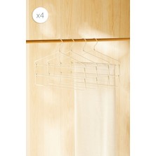 Ocean Home Textile 4'lü 3 Katlı Ekru Renk Kumaş Kaplı Metal Giysi Askısı 42 x 41 x 0.5 cm