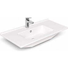 Dura Sees Tezgah Üstü Slim Lavabo 100X46,5 cm Dolap Uyumlu Batarya Delikli Beyaz | 5830