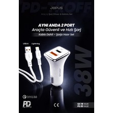 Jopus İphone Araç Şarj Aleti Çakmaklık Seti - Lightning + USB Girişli 38W JO-A7