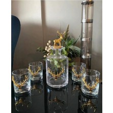 Miarik Design Geyik Figürlü Sürahi Karaf Şişe ve 4 Adet Viski Bardağı