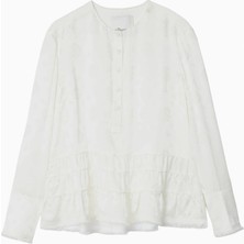 3.1 Phillip Lim Floral Jacquard Kenarı Püsküllü Tasarım Kadın Bluz