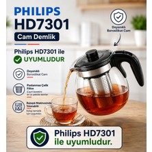 ShopyTime Philips Uyumlu HD7301 Çay Makinesi Cam Demlik Seti 900 ml – Kapak ve Süzgeç Dahil