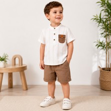 Tucan Kids Erkek Çocuk Yazlık %100 Pamuk Çizgili Gömlek ve Şort Takımı 2'li Takım 2-3-4-5-6 Yaş