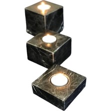 Miarik Design Siyah Mermer Kare Mumluk Seti 3 Lü