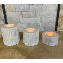 Miarik Design Beyaz Mermer Patlatma Mumluk Seti 3 Lü
