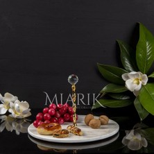 Miarik Design Dekoratif Tek Katlı Sunumluk Doğal Beyaz Mermer Kurabiyelik & Pastalık