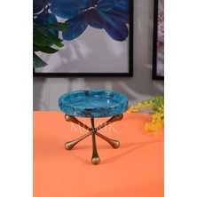 Miarik Design Bronz Pirinc Yildiz Ayakli Rekli Mermer Lokumluk, Sunumluk, Servis Tabagi
