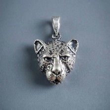 Ebrar Silver Gümüş Leopar Kolye Ucu 925 Ayar Gümüş Leopar Başlı Unisex Kolye Ucu