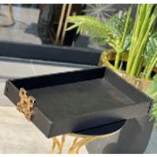 Miarik Design Dekoratif Kare Aksesuarli Deri Tepsi