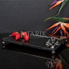 Miarik Design Dekoratif Sıyah Mermer Aksesuar Detaylı Dikdörtgen Sunum Tepsısı Servis Tabağı Tepsi