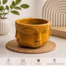 Evvel Zaman Antik Modern Yüz Tasarımlı Dekoratif Saksı / Mumluk
