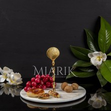 Miarik Design Dekoratif Tek Katlı Sunumluk Doğal Beyaz Mermer Kurabiyelik & Pastalık