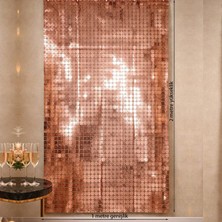 Pandoli Retro Disko Temalı Rose Gold Renk Fon Perdesi Folyo Dekor Süsü 2x1 mt 1 Adet