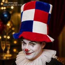 Pandoli Kırmızı Lacivert Beyaz Renk Damalı Uzun Kumaş Şapka Halloween