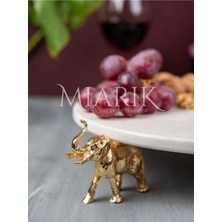 Miarik Design Dekoratıf Gold Fıl Detaylı Bej Mermer Sunum Servıs Tabagı