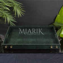 Miarik Design Hermes Dekoratif Deri Tepsi Desenli Büyük Boy