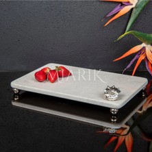 Miarik Design Dekoratif Mermer Aksesuar Detaylı Dikdörtgen Sunum Tepsısı Servis Tabağı Tepsi