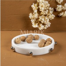 Miarik Design Dekoratif Mermer Gumus Renk Top Kabare Detaylı Tepsi
