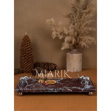 Miarik Design Dekoratif Mermer Dikdörtgen Fıl Detaylı Sunum Tepsısı Servis Tabağı