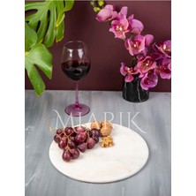 Miarik Design Dekoratif Beyaz Mermer 28 cm Tepsi Servis Sunum Tabağı