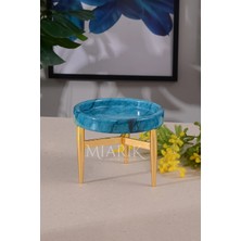 Miarik Design Gold Pirinc Ayakli Rekli Mermer Lokumluk, Sunumluk, Servis Tabagi