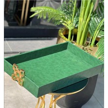 Miarik Design Dekoratif Kare Aksesuarli Deri Tepsi
