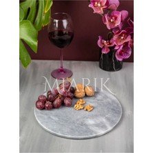 Miarik Design Dekoratif Gri Mermer Yuvarlak Tepsi Servis Sunum Tabağı