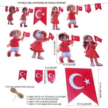 Pandoli Milli Bayramlar Gösteri Süslem 9 Parça Kağıt Banner Asma Süs 250 cm 1 Adet