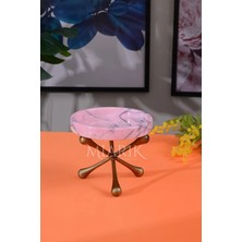 Miarik Design Bronz Pirinc Yildiz Ayakli Rekli Mermer Lokumluk, Sunumluk, Servis Tabagi