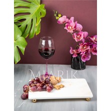 Miarik Design Dekoratif Beyaz Mermer Dikdörtgen Gold Top Ayaklı Sunum Tepsısı Servis Tabağı