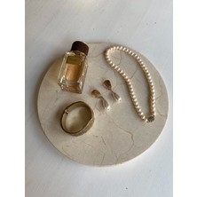 Miarik Design Bej Yuvarlak Mermer Sunum Servıs Tabagı