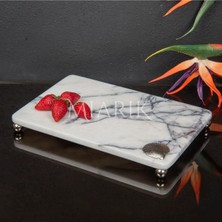 Miarik Design Dekoratif Leylak Mermer Aksesuar Detaylı Dikdörtgen Sunum Tepsısı Servis Tabağı Tepsi