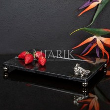 Miarik Design Dekoratif Sıyah Mermer Aksesuar Detaylı Dikdörtgen Sunum Tepsısı Servis Tabağı Tepsi
