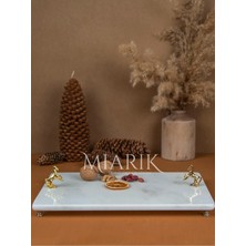 Miarik Design Dekoratif Mermer Dikdörtgen At Detaylı Sunum Tepsısı Servis Tabağı