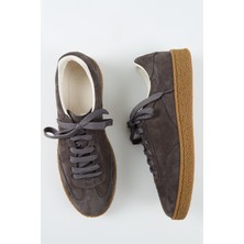 Krähe Krahe Palminteri Erkek Hakiki Deri Bağcıklı Antrasit Sneakers