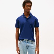 Tommy Hilfiger Performance Pique Regular Tipped Erkek Mavi Polo