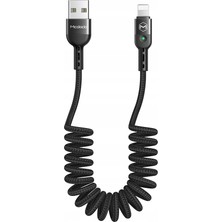 Mcdodo 2A Spiral Lightning Şarj Kablosu 1.8m  CA-6410 Siyah - Lightning Bağlantı Tipi ve Apple Uyumlu