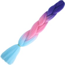 MiraLive Afrika Örgülük Ombreli Sentetik Saç 100 Gr. - Mor / Açık Pembe / Açık Mavi
