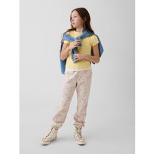 Gap Kız Çocuk Kırık Beyaz Relaxed Gap Logo Fransız Havlu Kumaş Jogger Eşofman Altı