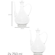 Porsima 5323 2li Borosilikat Cam Ibrik Model Zeytinyağ Şişesi Takımı - 2li Yağlık ve Sirkelik Seti 750ML+750ML