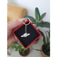 Vintage Takı Vintage Gümüş Kaplama Satürn Anahtarlık & Vintage Satürn Anahtarlık Çanta Aksesuarı
