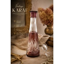 Evvel Zaman Antik Vintage Kesme Cam Karaf – Mor Tonlu Dekoratif Şişe