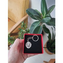 Vintage Takı Gümüş Kaplama Aslan Anahtarlık & Silver Aslan Kabartmalı Anahtarlık Çanta Aksesuarı