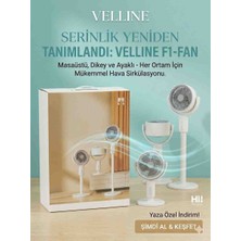 Velline F1 Fan Masaüstü ve Ayaklı Kullanım Şarjlı Döner Başlı Zaman Ayarlı Kumandalı 5 Kademeli Vantilatör