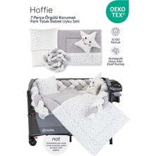 Hoffie Deluxe Park Yatak Uyku Seti Bebek Beşik Örgülü Uyku Seti Pamuklu Kumaş 7 Parça