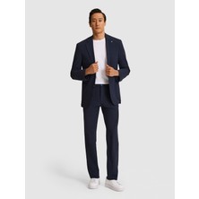Cacharel Erkek Koyu Lacivert Slim Fit Mikro Desen Mono Yaka Takım Elbise 50325777-VR100