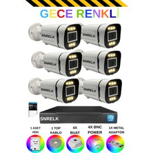 Snrelk 6'lı Gece Renkli Yüz Tanıma ve Hareket Algılamalı Full Hd Güvenlik Kamera Set