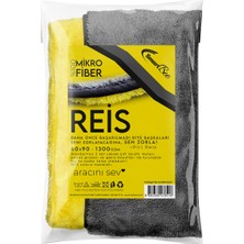 Smartbee Reis 60×90 Çift Kat Mikrofiber Oto Kurulama Havlusu 1300GSM Sarı Gri Universal Araçlar İçin Etkili Temizlik
