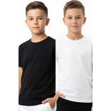 Modanino Erkek Çocuk 2'li Geniş Kalıp Basic T-Shirt 6-14 Yaş 12690DS